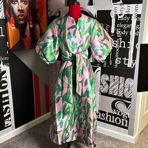 Pink and Green Patterned Dress